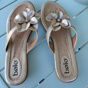 Bolo Gold Sandals with flower design  NWOT